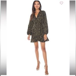 Lost in Lunar Callie Animal Print Mini Lined Wrap Dress Medium